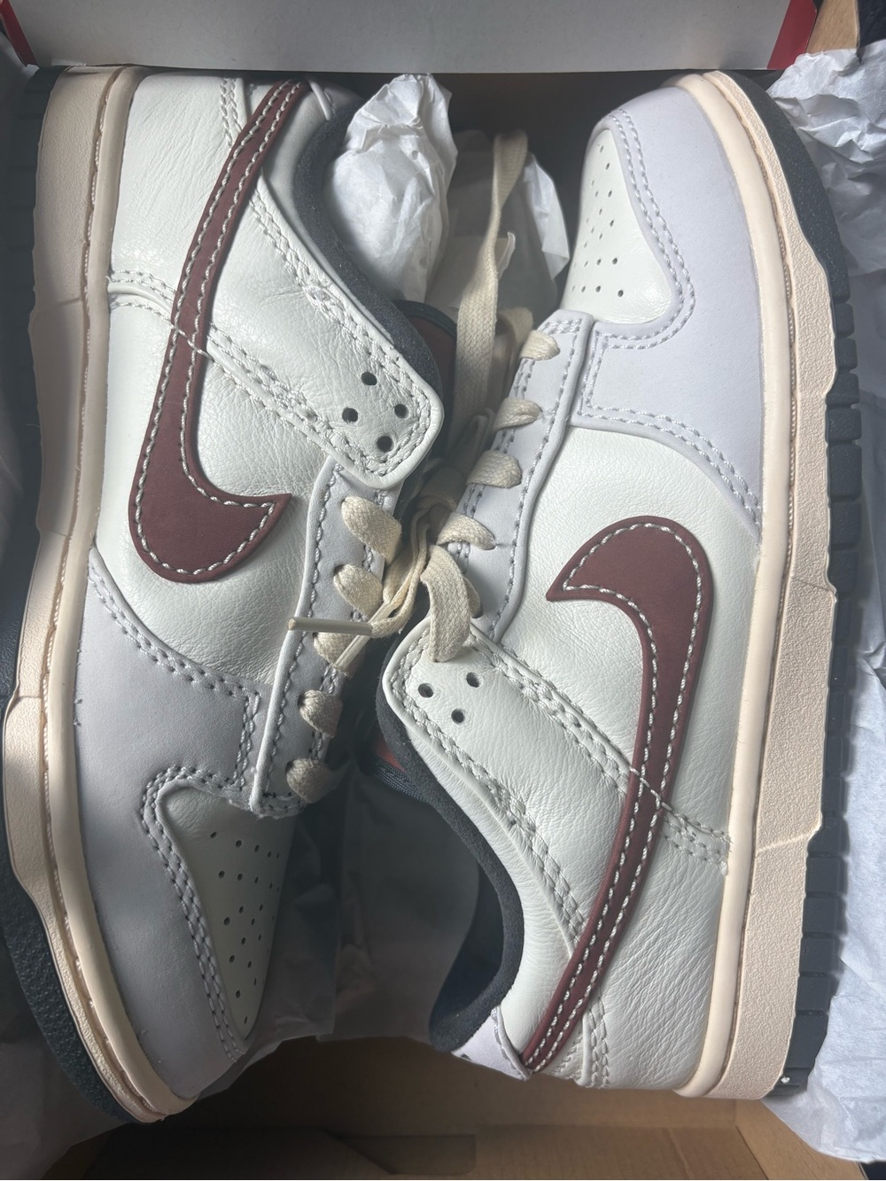 Nike Men’s Low-Top Sneakers - White with Brown Swoosh